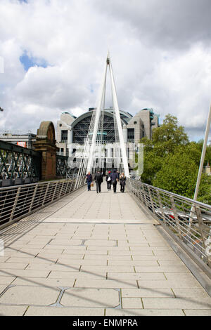 The Hungerford Brige, a suspension bridge over River Thames, in London, United Kingdom. Stock Photo