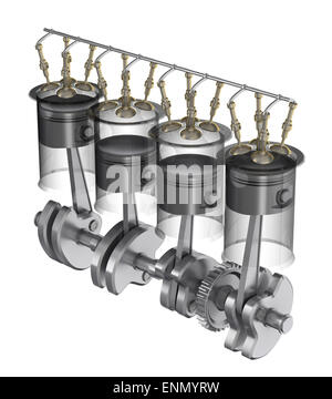 Engine function - operating principle. Isolated on white Stock Photo ...