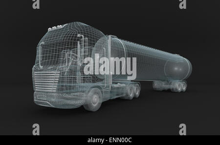 Semitransparent fuel tanker truck. Stock Photo
