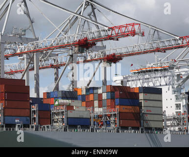 Container ship OOCL Singapore pictured in Southampton Docks Container Port Stock Photo