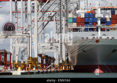 Container ship OOCL Singapore pictured in Southampton Docks Container Port Stock Photo