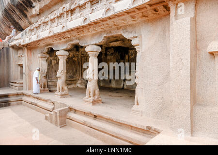 Ancient Cave Temple, Mamallapuram. Stock Photo
