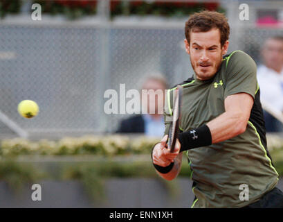 Madrid, Spain. 8th May, 2015. Andy Murray in action against Milos Raonic in the Madrid Open tennis. Credit:  Jimmy Whhittee/Alamy Live News Stock Photo