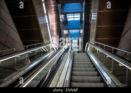 Escalators in Copenhagen Metro Stock Photo