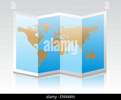 3D World map. Paper art Earth map shapes with shadow. Vector ...