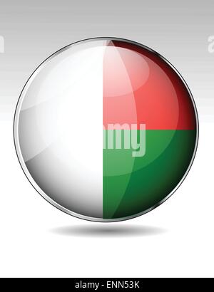Madagascar flag button Stock Vector