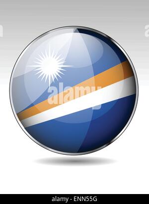 Marshall Islands flag button Stock Vector