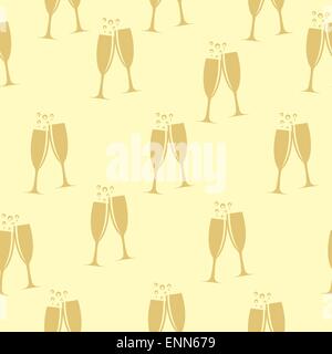 Two Glasses of Champagne Silhouette Seamless Pattern Background Vector Illustration EPS10 Stock Vector