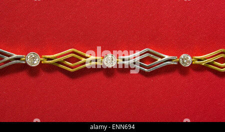 The bracelet of the last century yellow and white gold with diamonds. Stock Photo