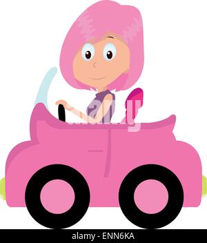 girl driving cartoon illustration Stock Vector Image & Art - Alamy