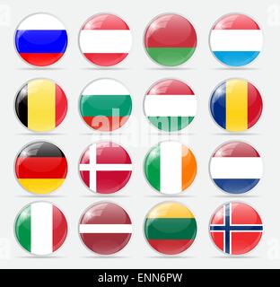 Round Flag Icon Vector Illustration Stock Vector