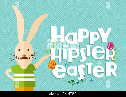 Hipster easter rabbit greeting card Stock Vector