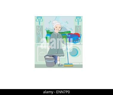 maid cleans the kitchen Stock Vector Image & Art - Alamy