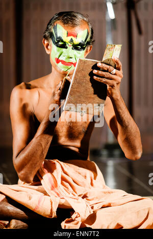 Traditional Kerala cultural dance show (Kathakali) in Fort Kochi. Stock Photo