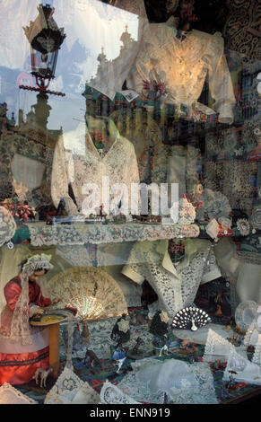 BEL, Belgium, Brussels, Brussels lace at a shop window at the Grand Place.  BEL, Belgien, Bruessel, Bruesseler Spitze in einem S Stock Photo