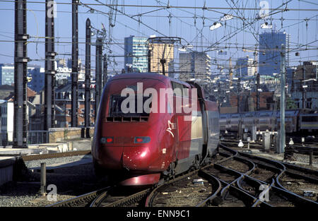 BEL, Belgium, Brussels, the high-speed train Thalys at the Gare du Midi.  BEL, Belgien, Bruessel, der Hochgeschwindigkeitszug Th Stock Photo