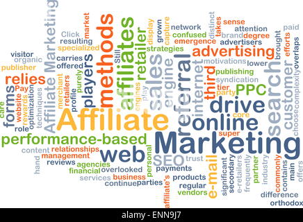 Background concept wordcloud illustration of affiliate marketing Stock Photo