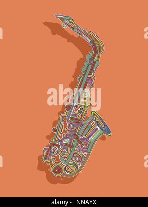 Retro style saxophone card Stock Vector