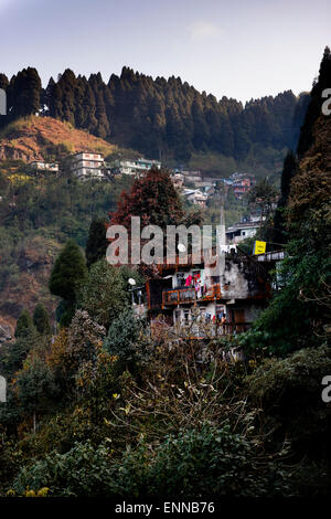 View of houses in the valleys around Darjeeling. Stock Photo