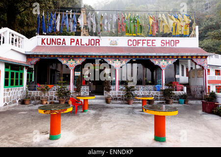 Kunga Paljor Coffee Shop at Druk Sangak Choling Gompa, Ghum, Darjeeling. Stock Photo