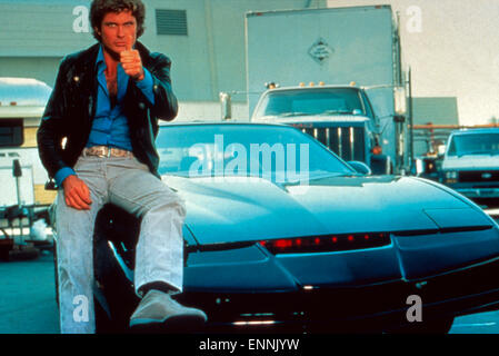 David Hasselhoff mit dem Auto K.I.T.T. in der Serie 'Knight Rider', USA 1982 - 1986. Stock Photo