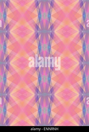Background with ethnic ornament intersecting pink purple and yellow stripes Stock Vector