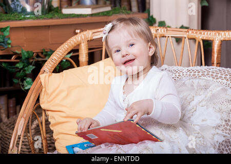 Little girl reading book Stock Photo