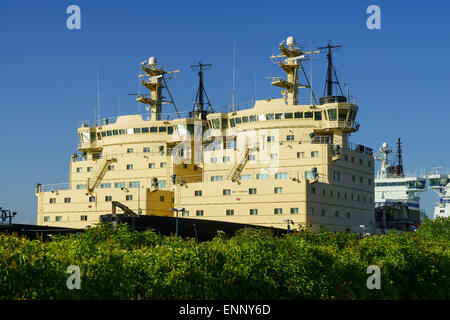 Large ice breaker ships moored in Helsinki harbour in the summer, Finland. Stock Photo