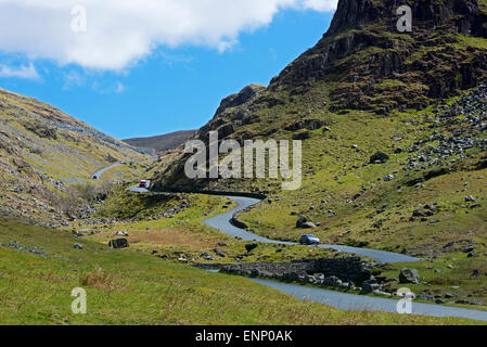 Car on Honister Pass (B5289), Lake District National Park, Cumbria, England UK Stock Photo