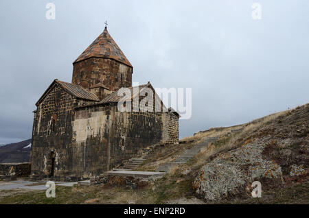 Surb Arakelots (Holy Apostles) church in Sevanavank orthodox monastery,northwestern shore of Lake Sevan in Gegharkunik Province, Stock Photo