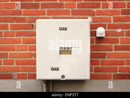 Natural Gas installation on house wall Stock Photo