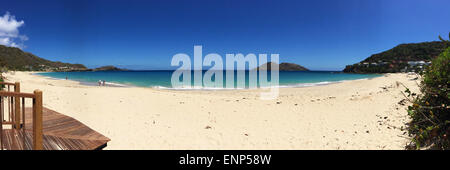 St Barth, St. Barts, Saint-Barthélemy, French West Indies, French Antilles: panoramic view of the Caribbean Sea at the Flamands beach and bay Stock Photo