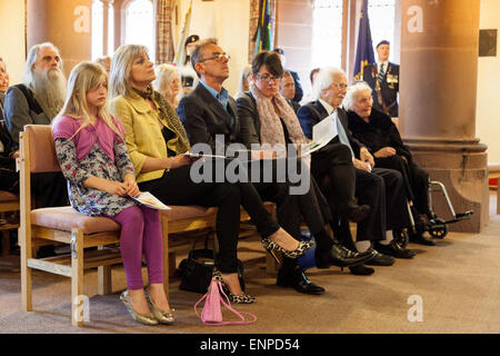 Holy Trinity Church, Chesterton, UK. 8 May 2015. Granddaughter of Jackie Trent, Daughter Michelle and Son Darren at the Memorial Service for the life of Singer/Songwriter Jackie Trent. Credit:  John Henshall / Alamy Live News PER0549 Stock Photo