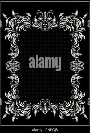 Silver border with decor in the Victorian style Stock Vector