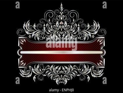 Silver frame with decor of the Victorian Style Stock Vector