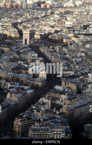 Ariel view of Paris from the Eiffel Tower, Paris, France Stock Photo