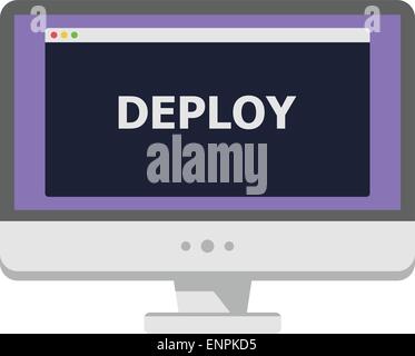 vector illustration of personal computer display showing window with deploy title Stock Vector