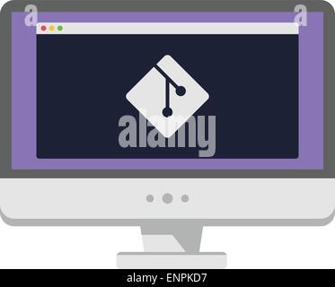 vector illustration of personal computer display showing window with development process on it Stock Vector