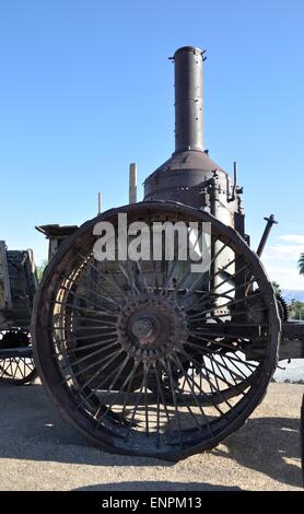Steam powered tractor drive wheels Stock Photo