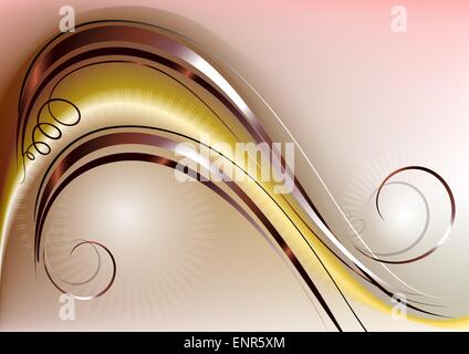 Yellow mesh gradient wave covered with copper strips Stock Vector