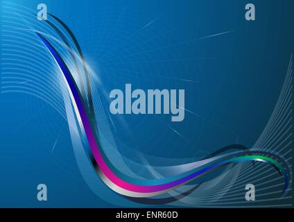 Abstract luminescent line with curved waves. Stock Vector