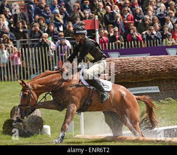 Badminton, South Gloucestershire, UK. 09th May, 2015. Mitsubishi Motors Badminton Horse Trials day 3 of 4 - Andrew Nicholson (NZL) riding Nereo during the cross country phase Credit:  Action Plus Sports/Alamy Live News Stock Photo