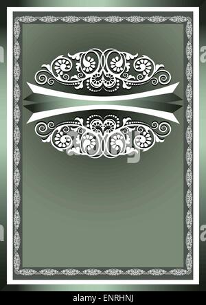 White  frame ornaments on a dark green background Stock Vector