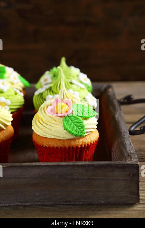 Sweet cupcakes on a tray, food Stock Photo
