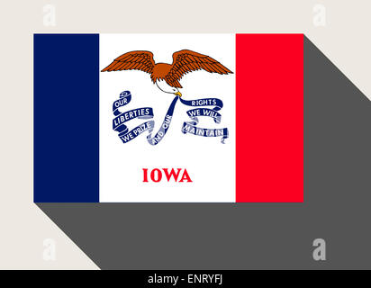 American State of Iowa flag in flat web design style. Stock Photo