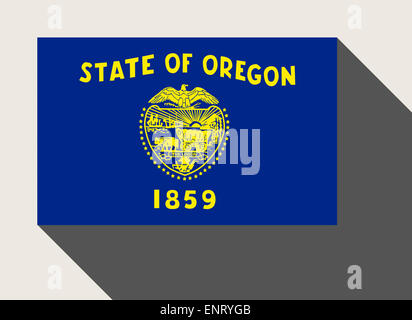 American State of Oregon flag in flat web design style. Stock Photo