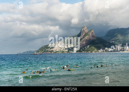 Surfers on Arpoador beach, Ipanema, Rio de Janeiro, Brazil Stock Photo