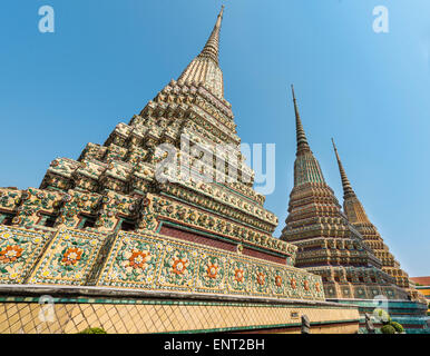 Three Chedis, Phra Maha Chedi Si Ratchakan, Wat Pho temple, Wat Phra Chetuphon, Bangkok, Thailand Stock Photo