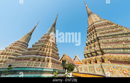 Three Chedis, Phra Maha Chedi Si Ratchakan, Wat Pho temple, Wat Phra Chetuphon, Bangkok, Thailand Stock Photo