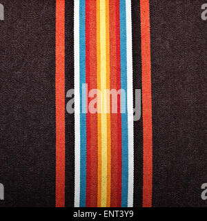 colorful stripes on linen textile Stock Photo